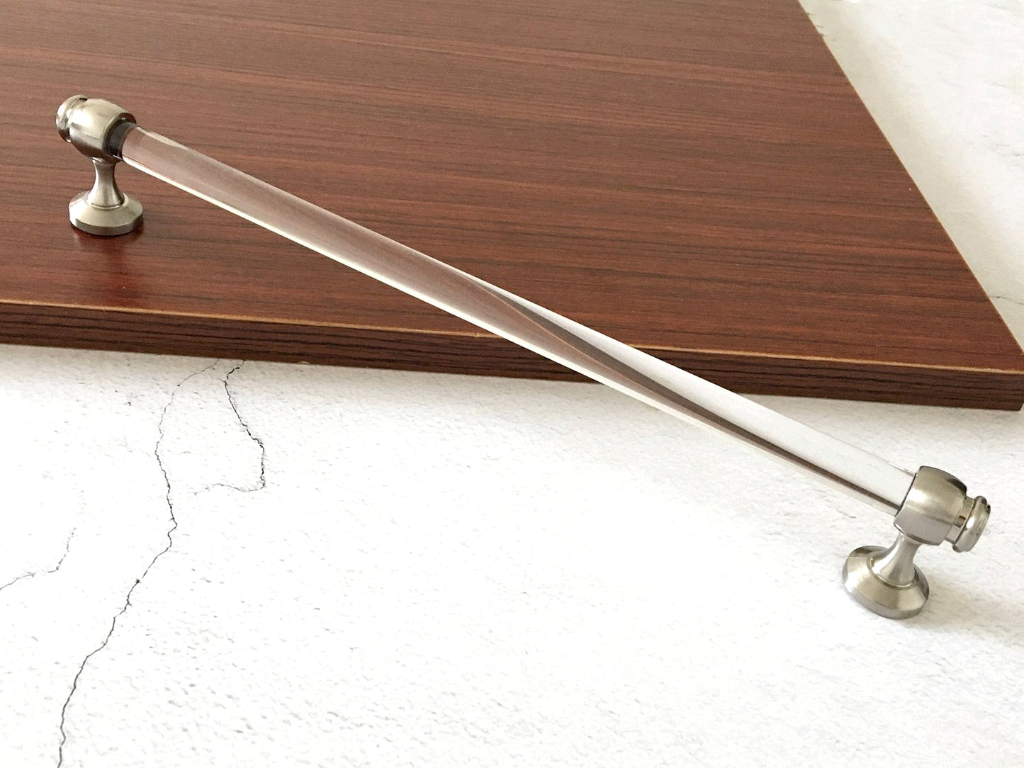 Acrylic Drawer Pulls, Lucite Cabinet Handles, Brushed Nickel Clear, Kitchen Hardware