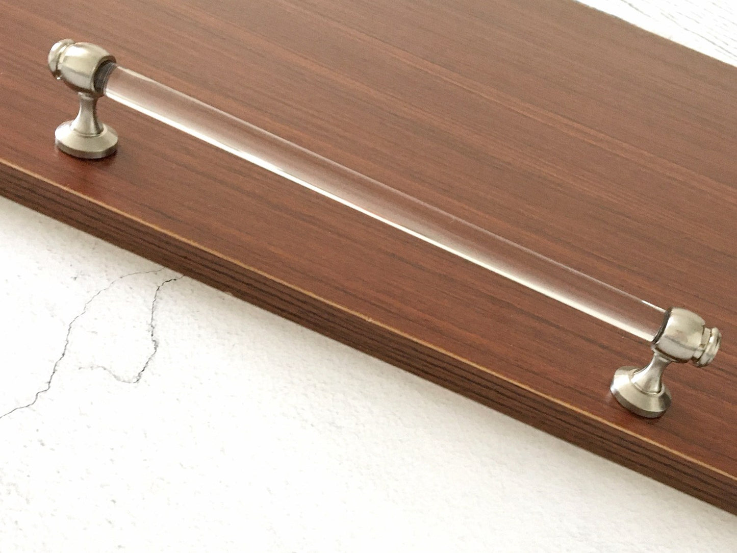 Acrylic Drawer Pulls, Lucite Cabinet Handles, Brushed Nickel Clear, Kitchen Hardware