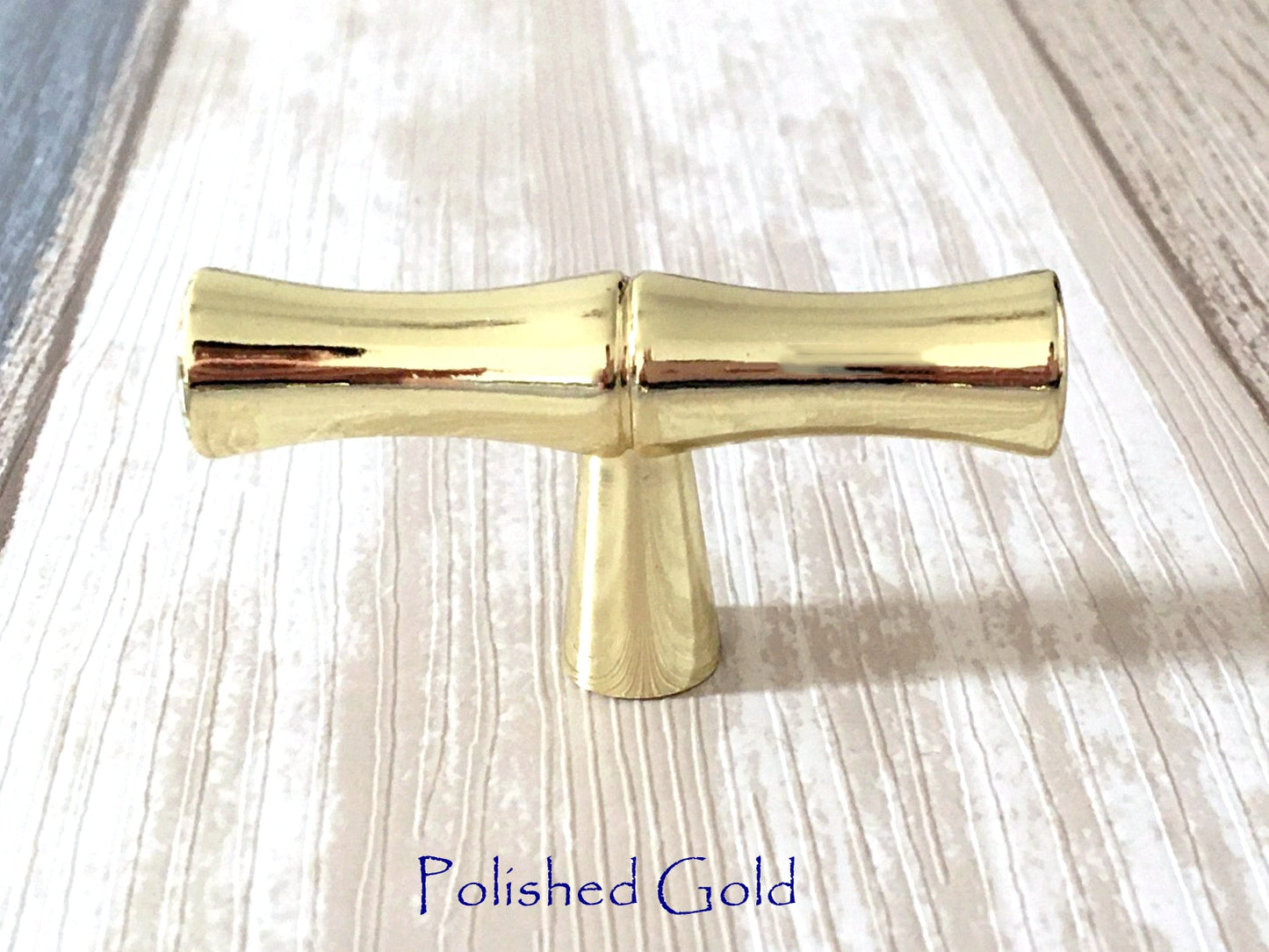 T Shaped Knob Bamboo Drawer Handles, Bronze Gold Pewter Nickel Chrome