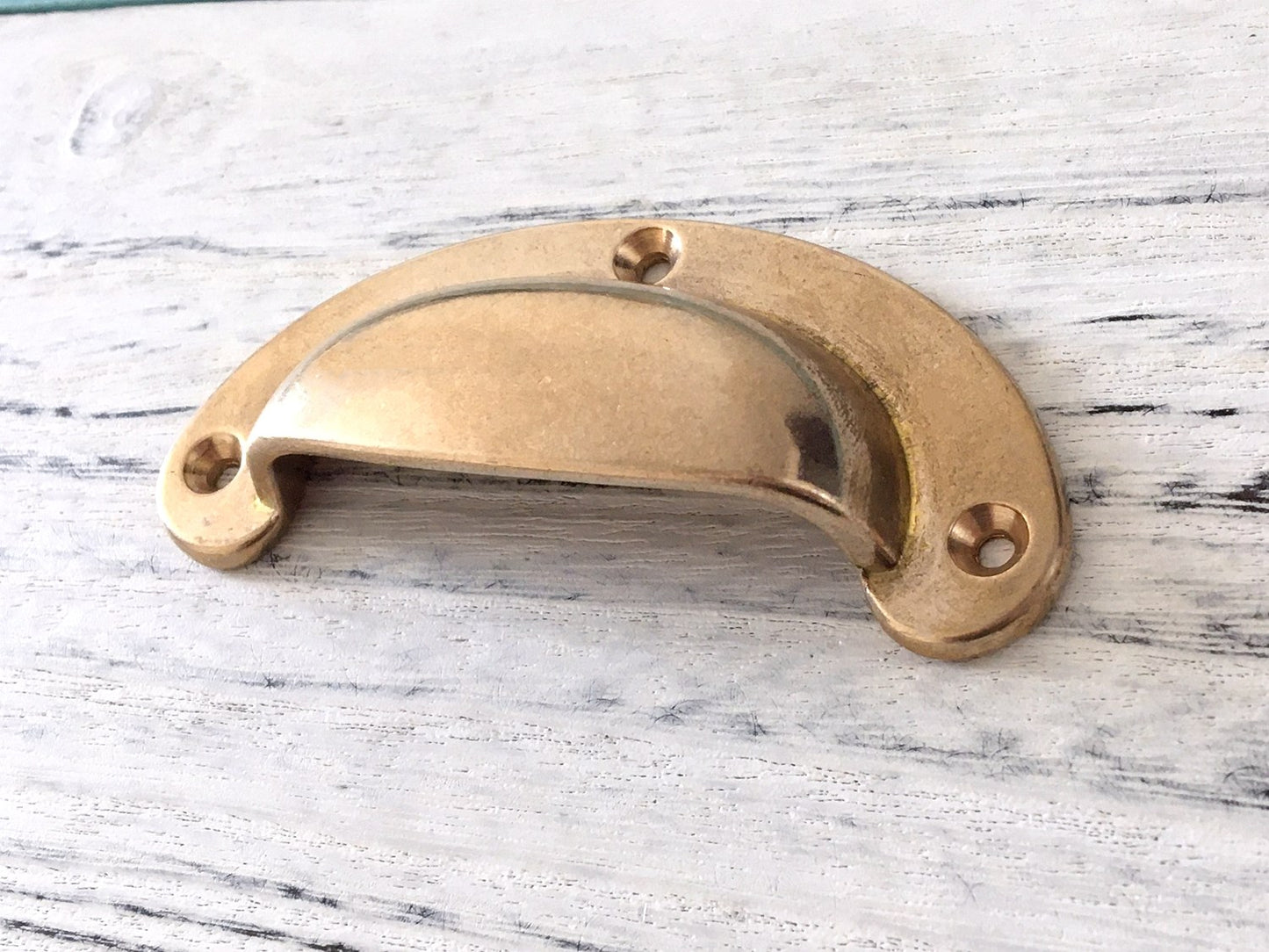 Solid Brass Cup Pull & Drawer Knob, Unlaquered Brass / Raw Brass