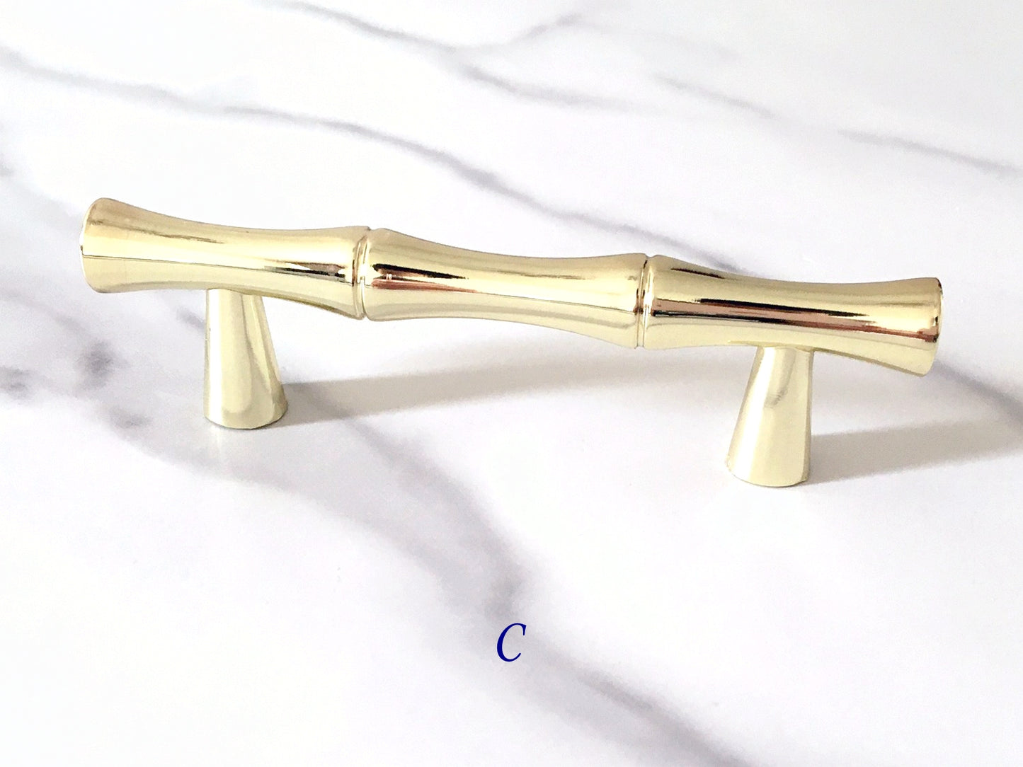 Bamboo Cabinet Pulls and Drawer Knobs, Polished Gold, Kitchen Hardware