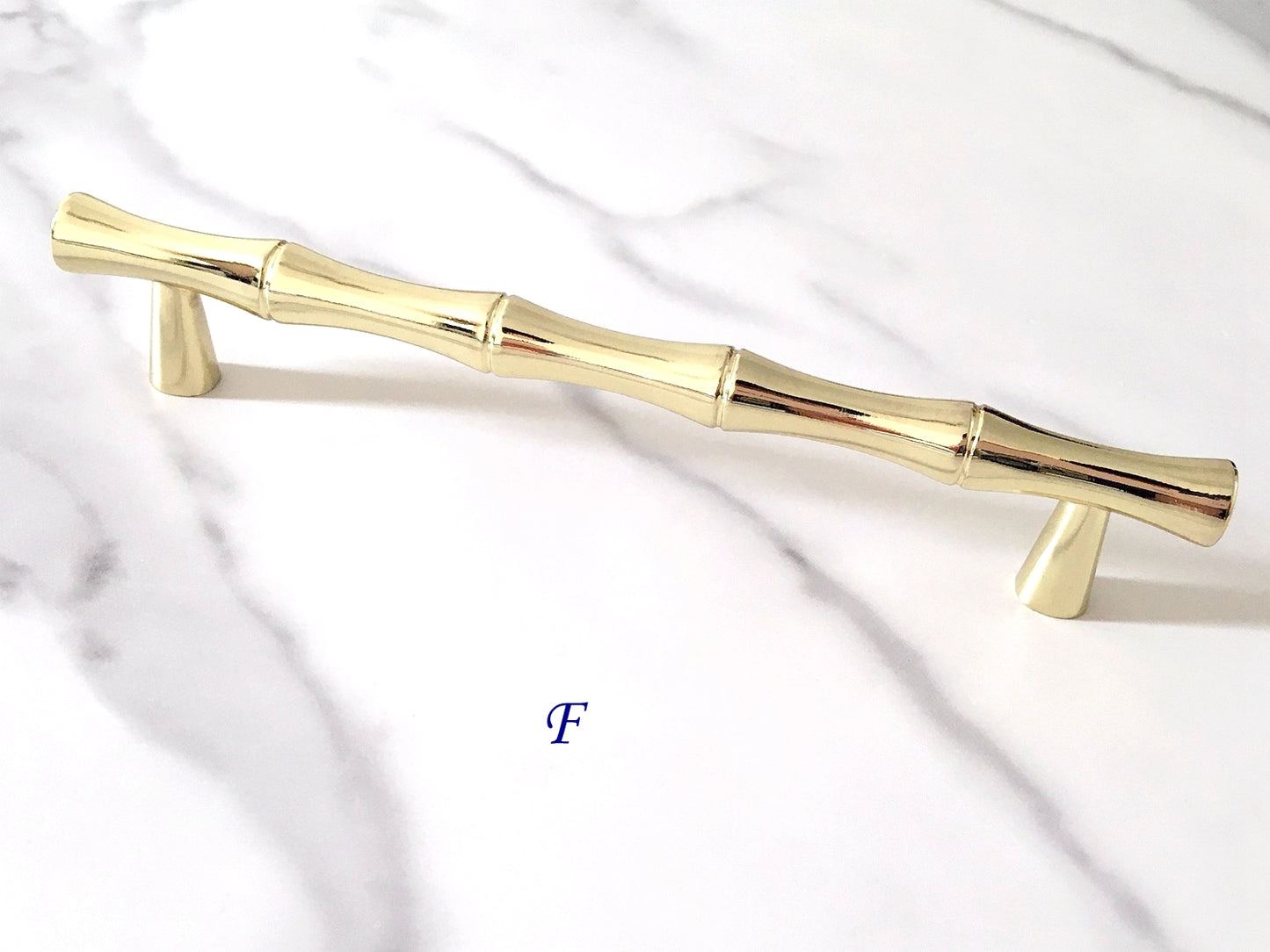 Bamboo Cabinet Pulls and Drawer Knobs, Polished Gold, Kitchen Hardware