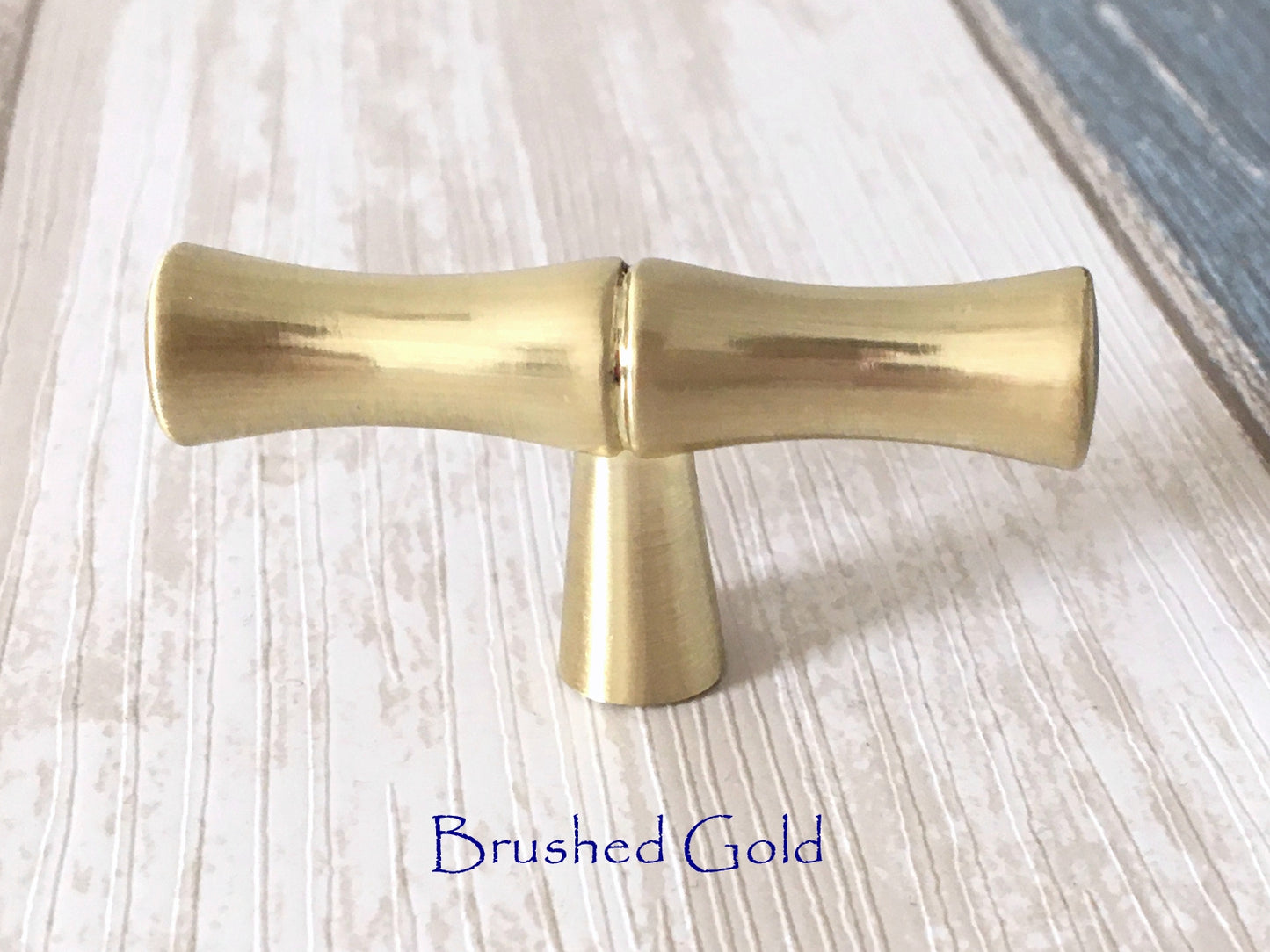 T Shaped Knob Bamboo Drawer Handles, Bronze Gold Pewter Nickel Chrome