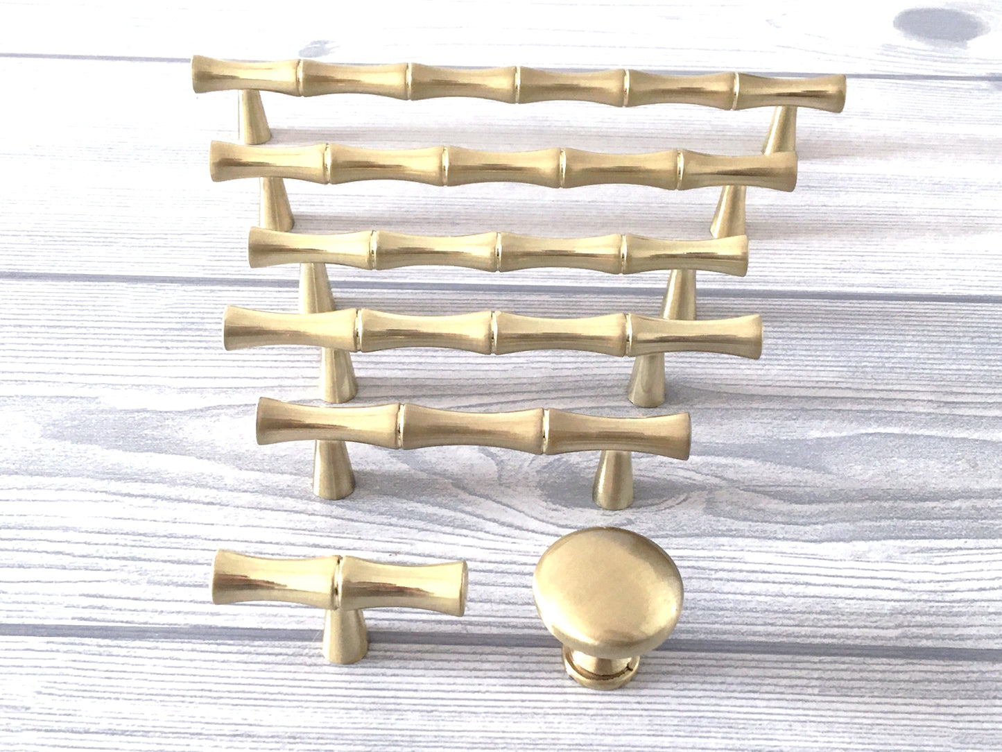 Bamboo Cabinet Pulls and Drawer Knobs, Brushed Gold | Lynns Hardware