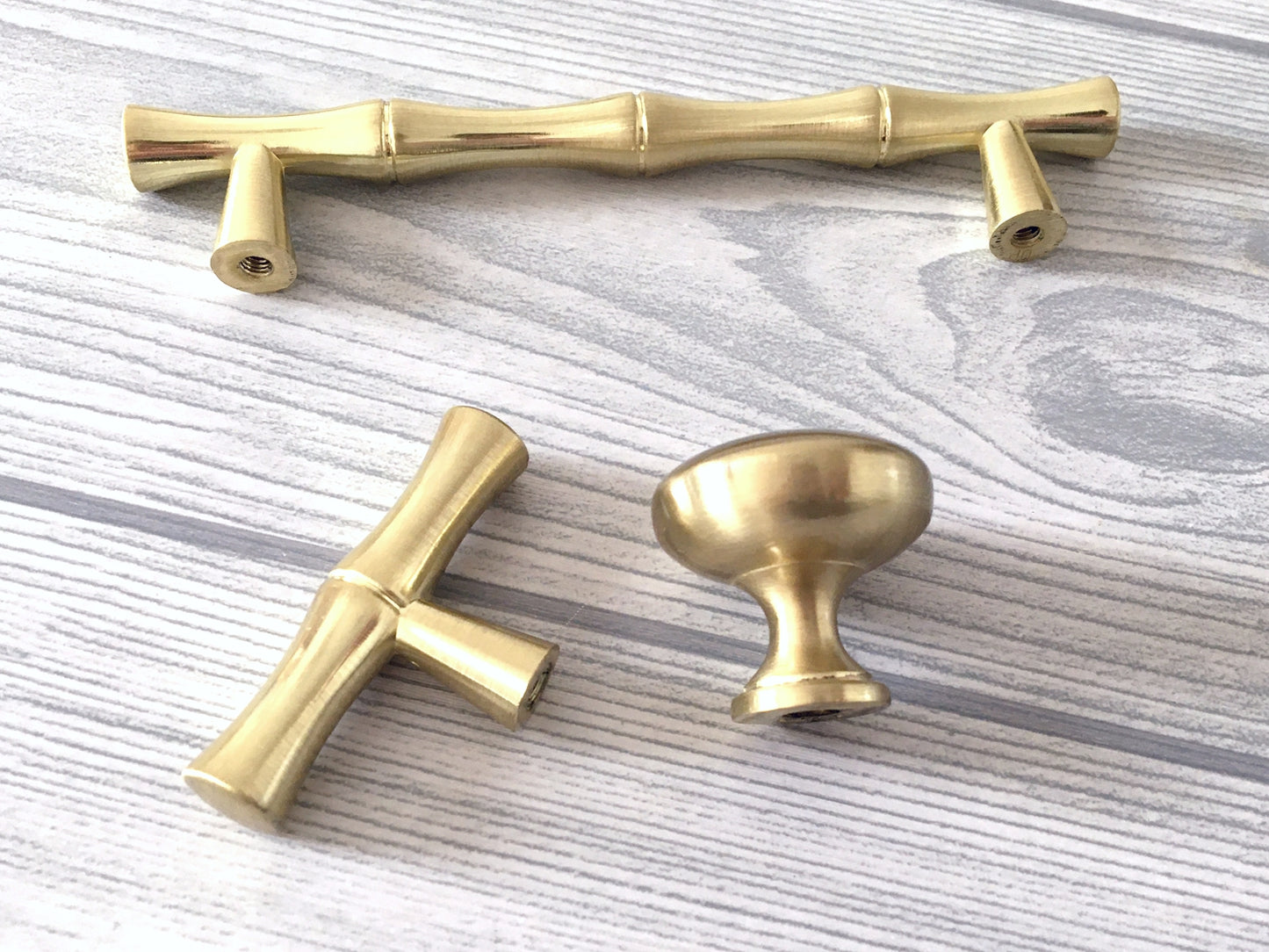 Bamboo Cabinet Pulls and Drawer Knobs, Brushed Gold | Lynns Hardware