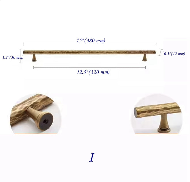 Hammered Antique Bronze Cabinet Bar Pulls, Brass, Rustic Retro Kitchen Hardware