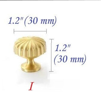 Brass Flower Patterned Knobs, Floral Drawer Pulls, Brushed Gold, Kitchen Cabinet Hardware
