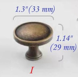 Classic Antique Bronze Cabinet Knob, Solid Brass, Retro Vintage Victorian Rustic Kitchen Hardware