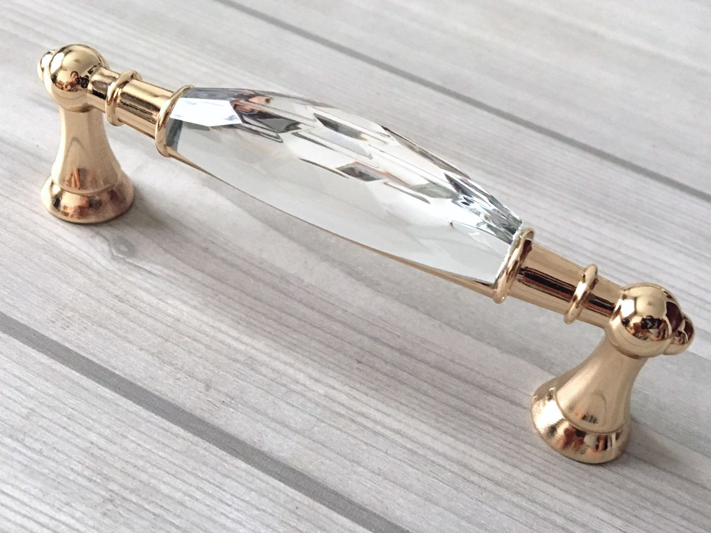 3.75" 5" Crystal Drawer Pull, Glass Cabinet Pulls, Gold Silver Modern Hardware