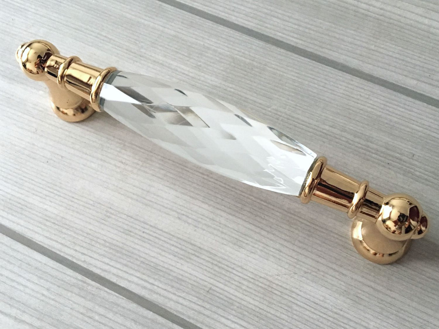 3.75" 5" Gold Crystal Cupboard Pull, Glass Cabinet Handle