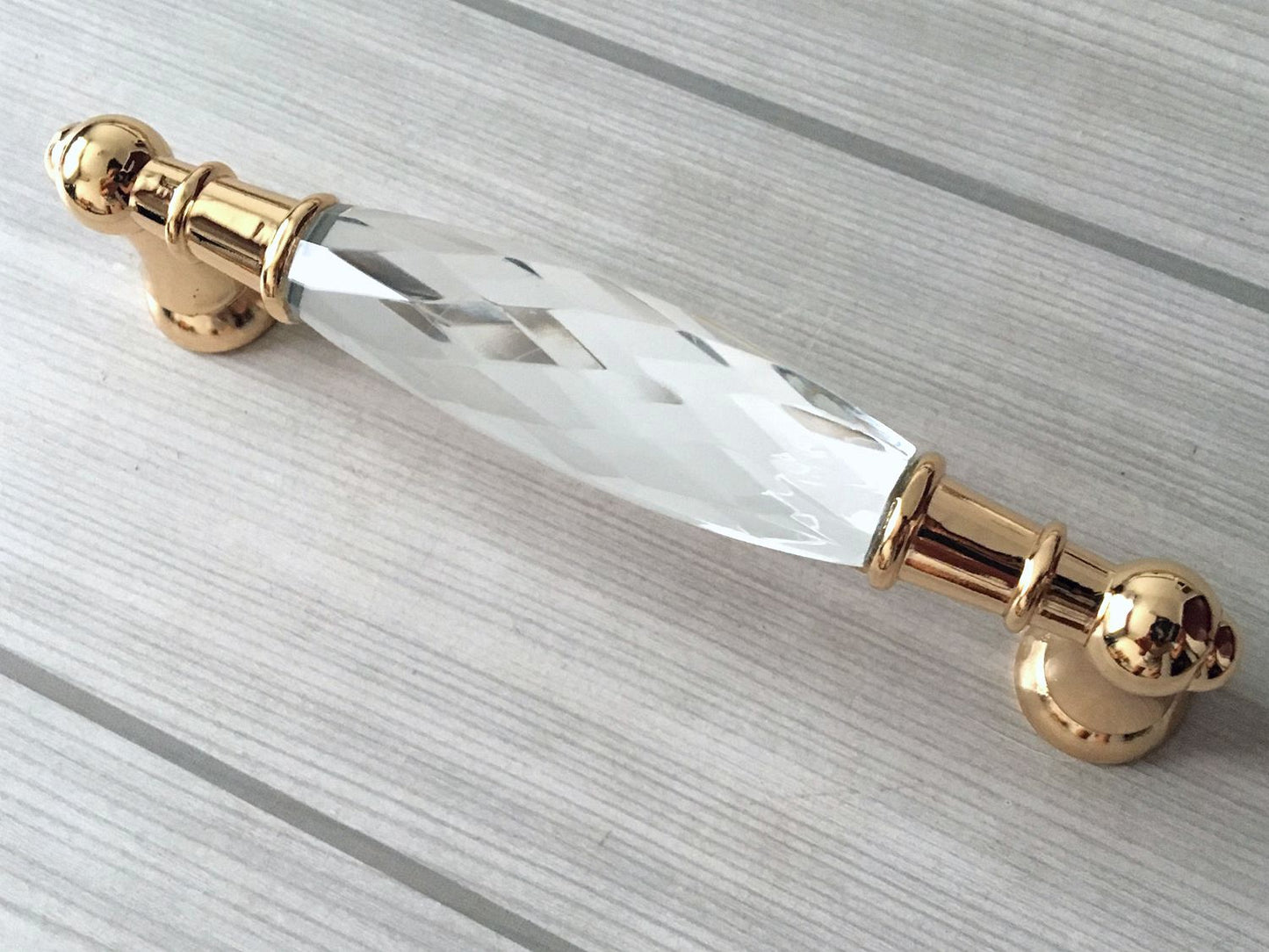 3.75" 5" Crystal Drawer Pull, Glass Cabinet Pulls, Gold Silver Modern Hardware
