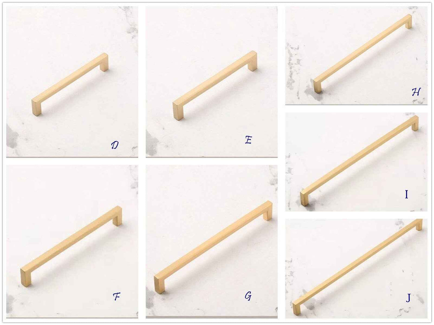 Gold Cabinet Square Bar Handles & Disc Knobs - 3.75" to 12.5"