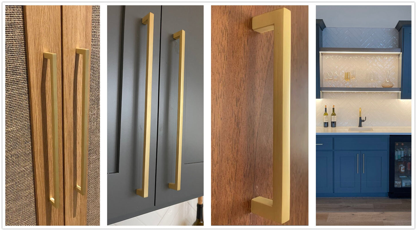 Gold Cabinet Pulls Square Drawer Handles Kitchen Lynns Hardware