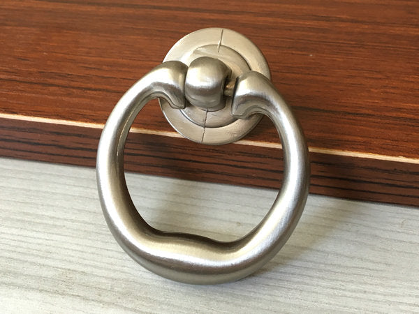 Drop Ring Drawer Pull, Pendant Cabinet Knob, Antique Black, Nickel, Pewter
