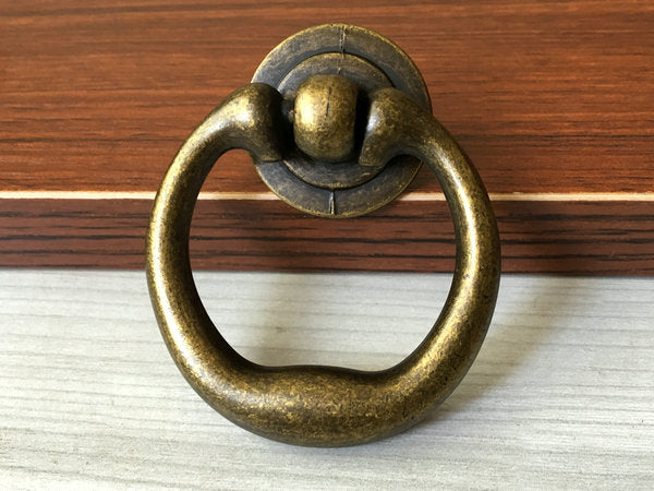 Drop Ring Drawer Pull, Pendant Cabinet Knob, Antique Black, Nickel, Pewter