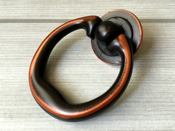 Drop Ring Drawer Pull, Pendant Cabinet Knob, Antique Black, Nickel, Pewter