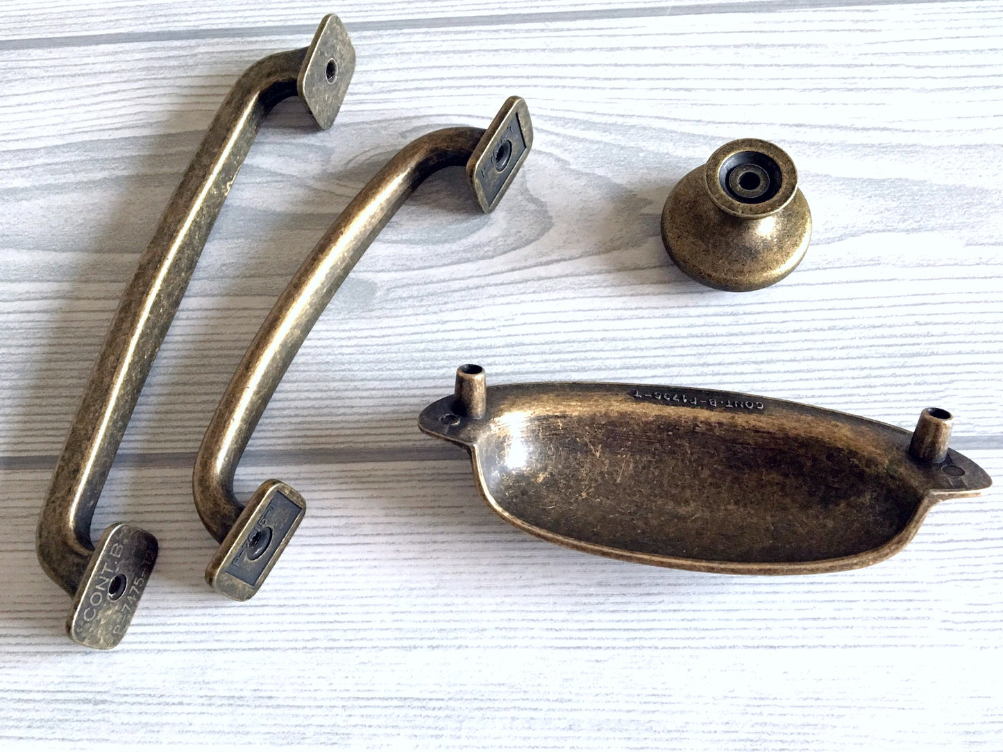 4" 5" Centers Antique Bronze Drawer Handle & 3.5" Cup Pull, Rustic Retro Kitchen Hardware