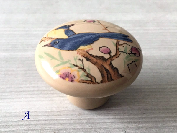 3" 3.75" 5" Flower Bird Porcelain Drawer Pulls Cabinet Handle, Tan Bronze