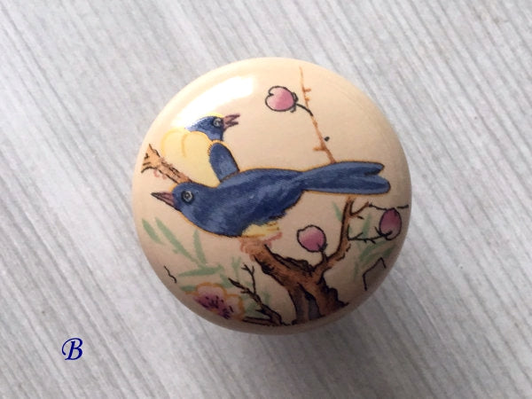 3" 3.75" 5" Flower Bird Porcelain Drawer Pulls Cabinet Handle, Tan Bronze