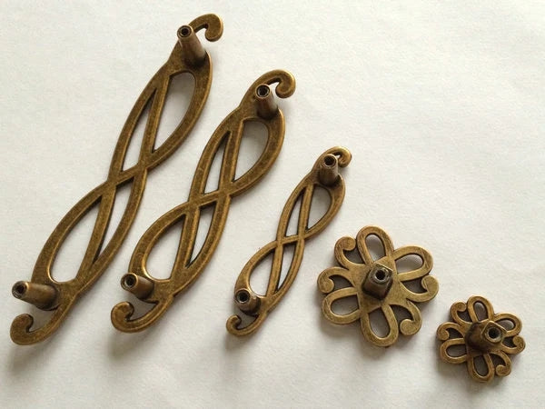 Antique Brass Drawer Pulls Kitchen Cabinet Handles Lynns Hardware Mid Century