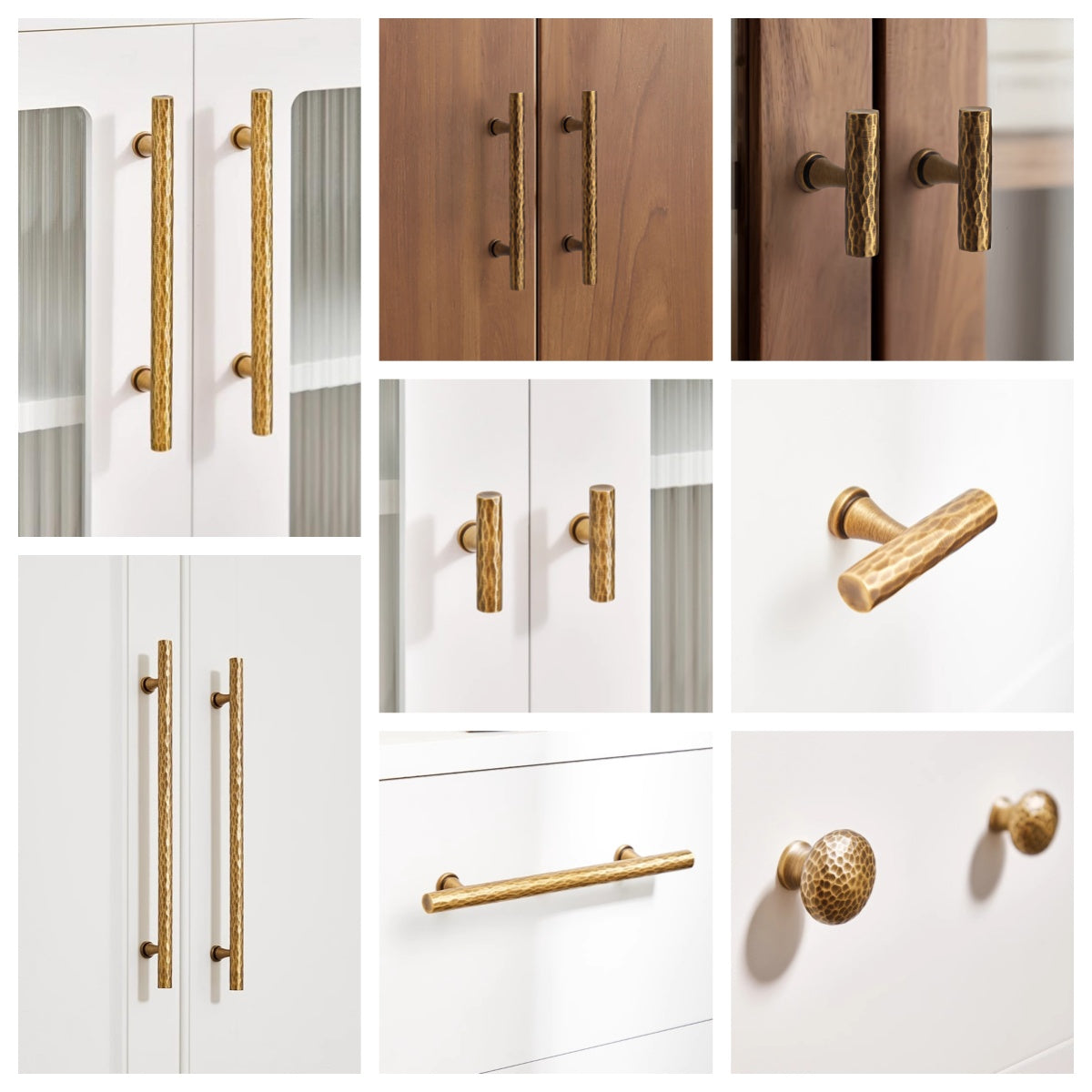 Hammered Antique Bronze Cabinet Bar Pulls, Brass, Rustic Retro Kitchen Hardware
