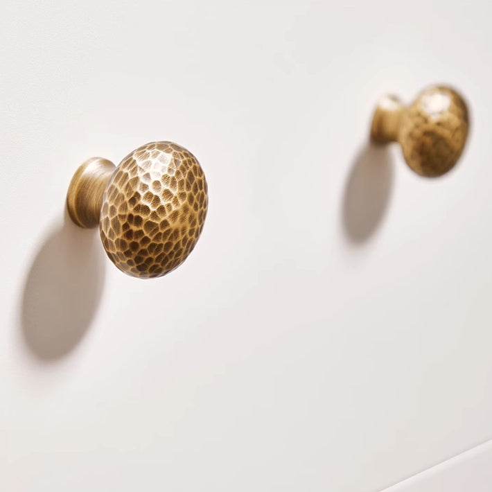 Hammered Brass Cabinet Knobs, Antique Bronze, Transitional Kitchen Hardware
