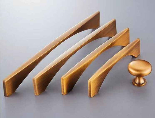 Mid Century Modern Antique Brass Cabinet Pulls - 3.75" to 12.5"