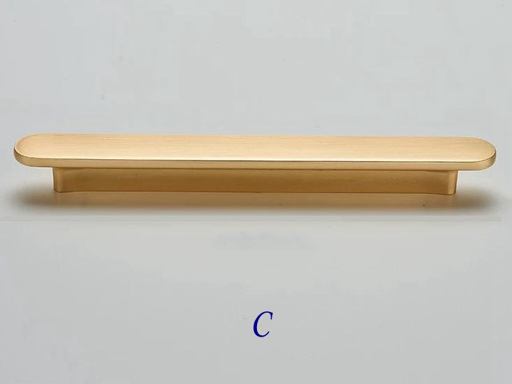 Flat Cabinet Pull Handles, Round Ends, Brushed Nickel, Brushed Gold, Black
