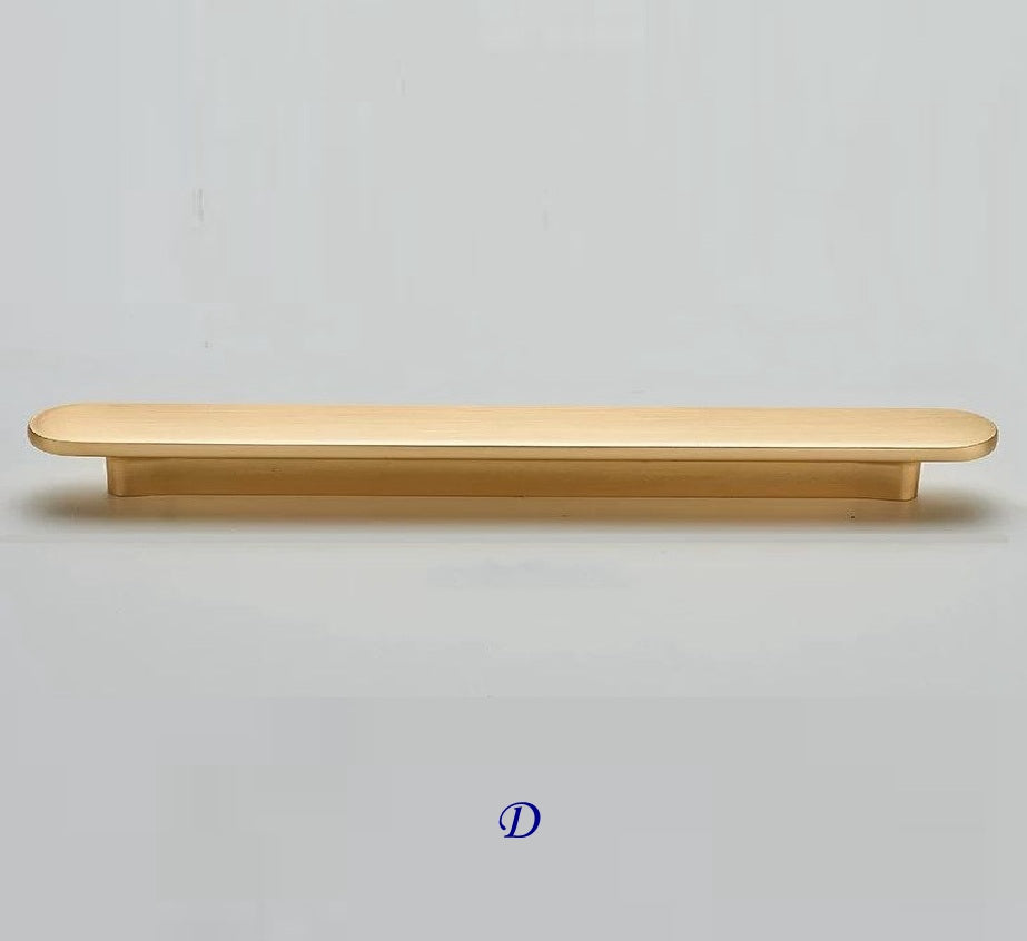 Flat Cabinet Pull Handles, Round Ends, Brushed Nickel, Brushed Gold, Black