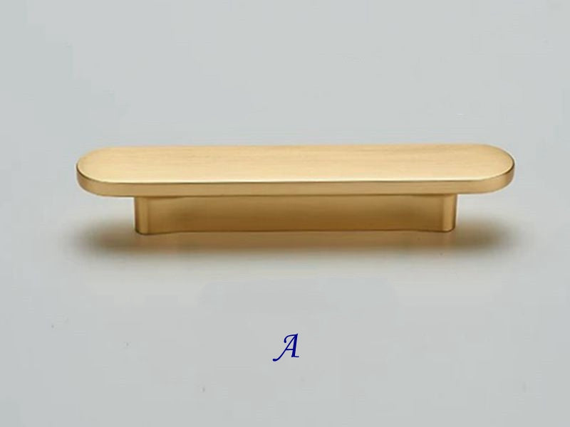Flat Cabinet Pull Handles, Round Ends, Brushed Nickel, Brushed Gold, Black