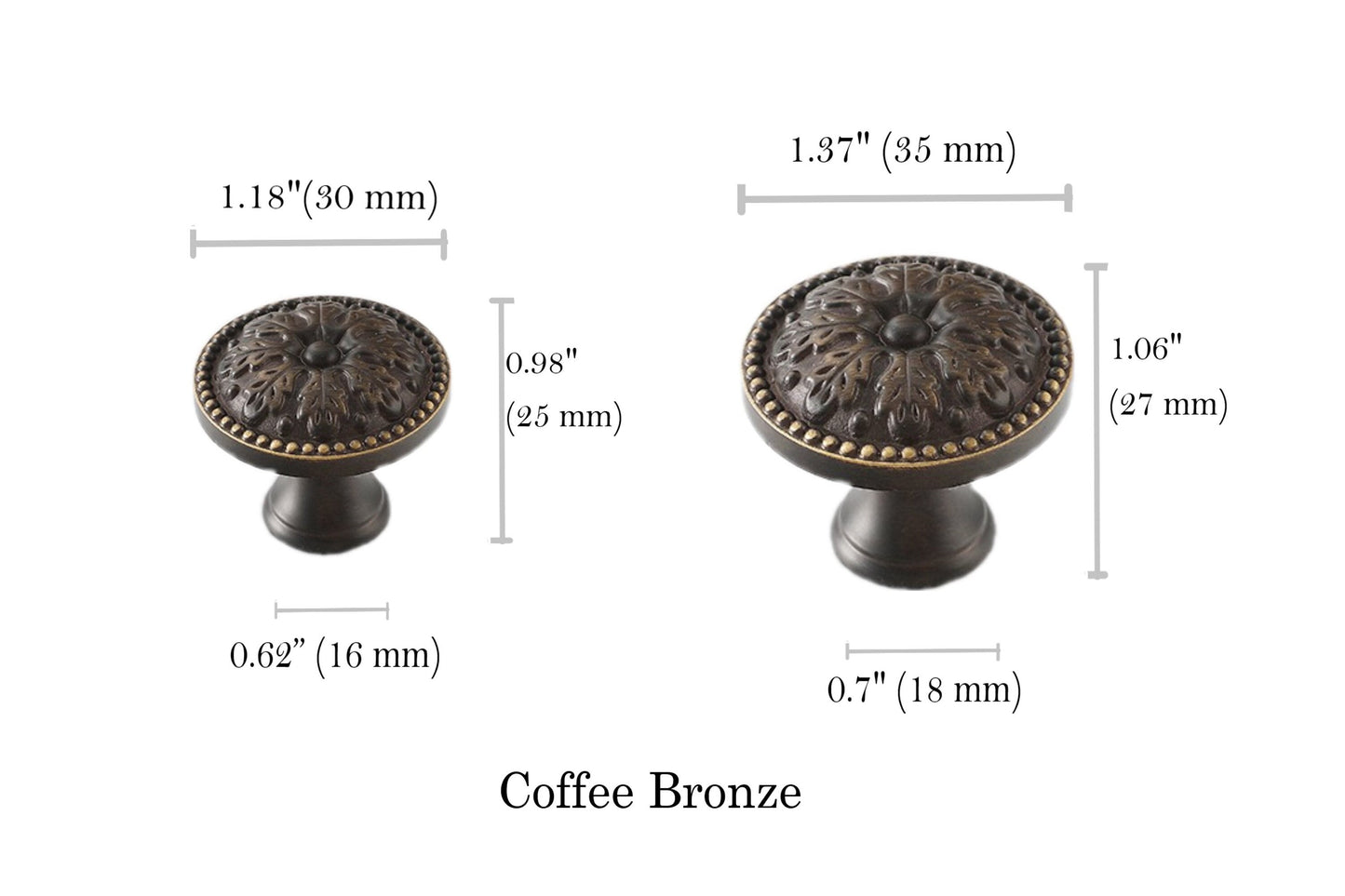 Floral Brass Knobs, Flower Cabinet Pulls, Gold Silver Bronze