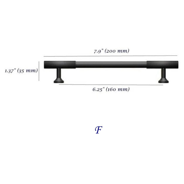 Kitchen Cabinet Door Handles Black Knurled Pull 160 mm
