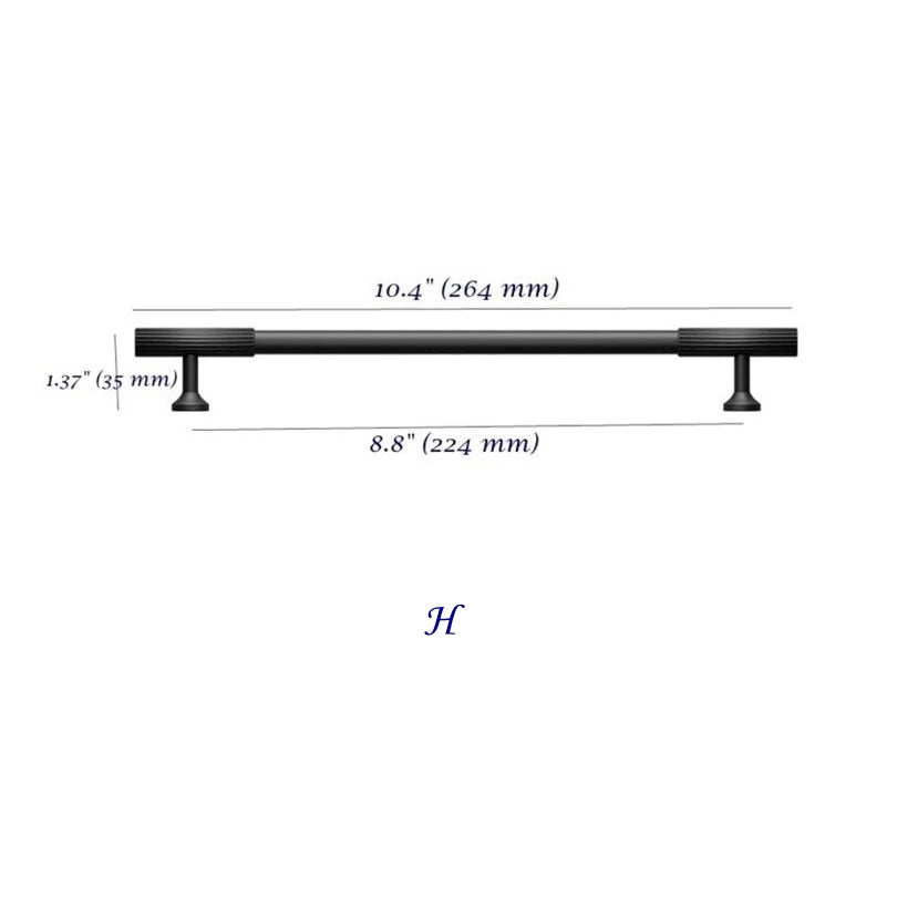 Kitchen Cabinet Pull Cupboard Handles Black Fluted 224 mm