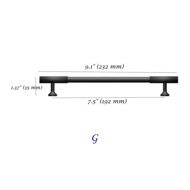 Kitchen Cabinet Pull Handles Black Knurled 192 mm