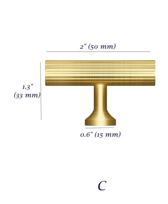 Kitchen Cabinet Pull T Shaped Brass