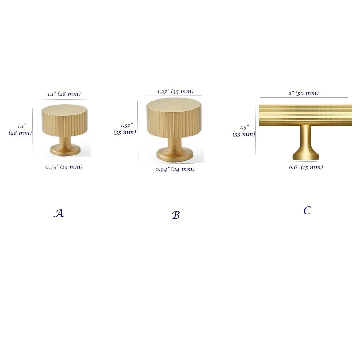 Knurled Cabinet Knob Pull Hardware Gold