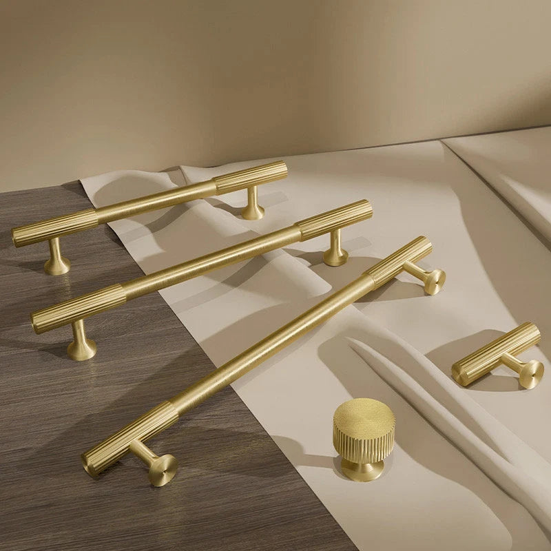 Knurled Cabinet Pull Gold Solid Brass Lynns Hardware
