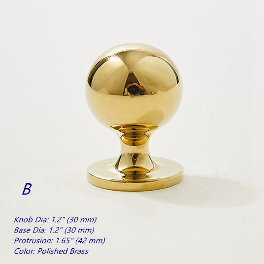Polished Brass Ball Cabinet Knob, Gold Beehive Drawer Pull, Kitchen Hardware