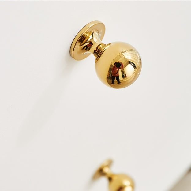Polished Brass Ball Cabinet Knob, Gold Beehive Drawer Pull, Kitchen Hardware