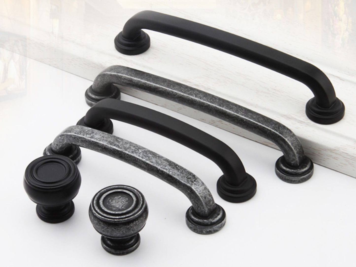 Kitchen Cabinet Pulls, Vanity Drawer Handles, Antique Bronze Pewter Black, Rustic Retro Hardware