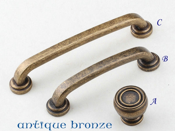 Kitchen Cabinet Pulls, Vanity Drawer Handles, Antique Bronze Pewter Black, Rustic Retro Hardware