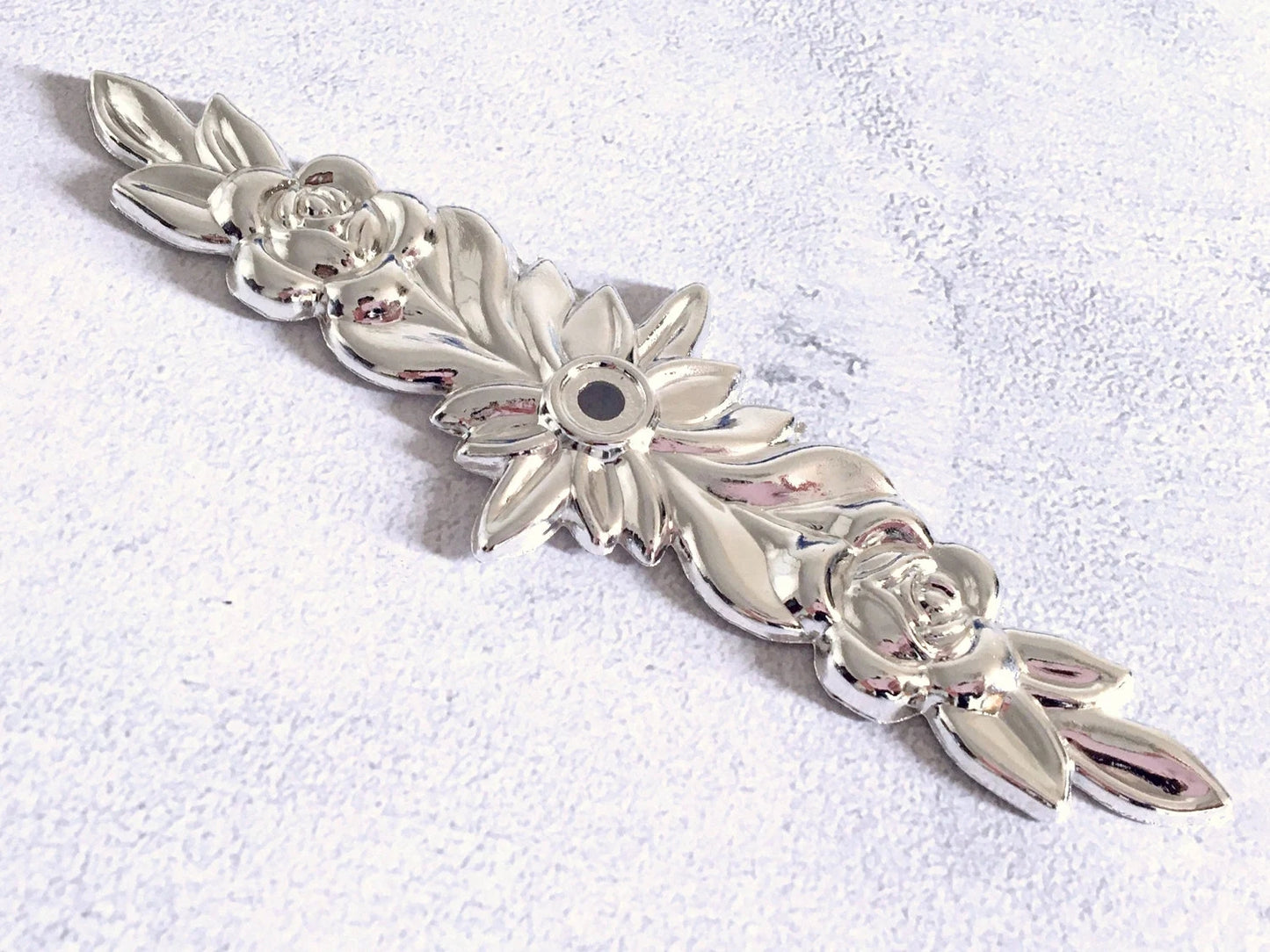 Glass Dresser Pull, Crystal Drawer Knob w. Back Plates