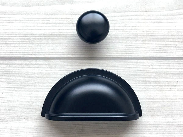 3 Inch Black Cup Drawer Pulls, Square Cabinet Knob, Kitchen Hardware, 76 mm Holes