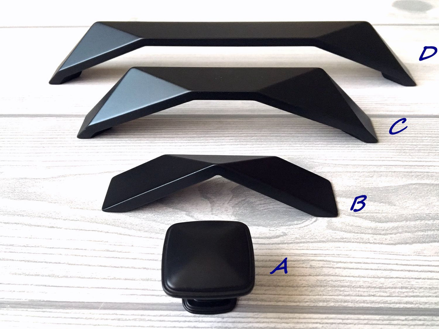 Matte Black Geometric Cabinet Handles, Drawer Pulls, Kitchen Hardware