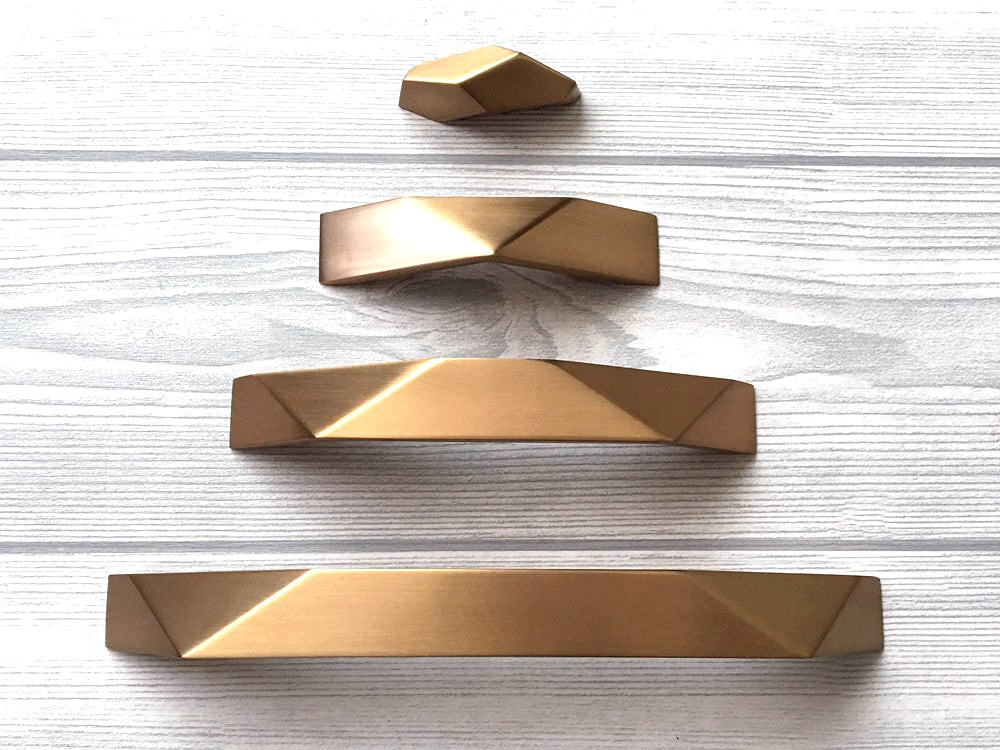 Geometric Gold Bronze Cabinet Handles, Drawer Pulls, Kitchen Hardware