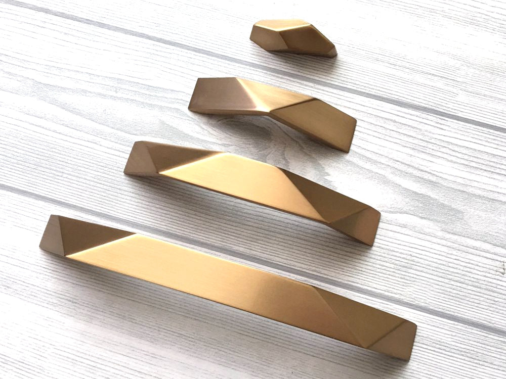 Geometric Gold Bronze Cabinet Handles, Drawer Pulls, Kitchen Hardware