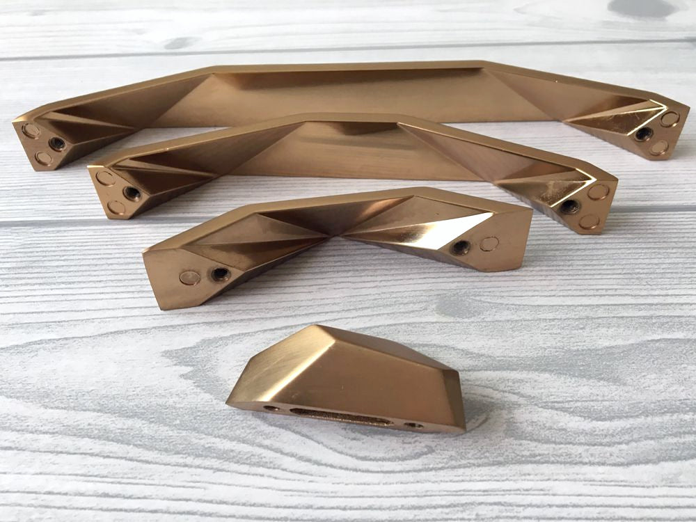Geometric Gold Bronze Cabinet Handles, Drawer Pulls, Kitchen Hardware