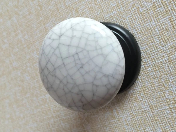 Crackle Ceramic Cabinet Knob with Backplate, Gold Black Bronze Chrome