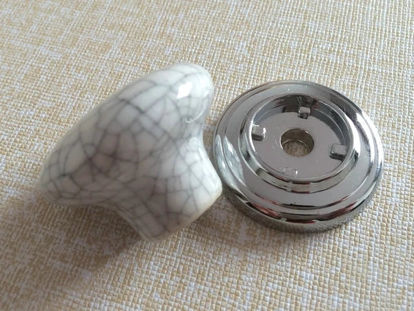 Crackle Ceramic Cabinet Knob with Backplate, Gold Black Bronze Chrome