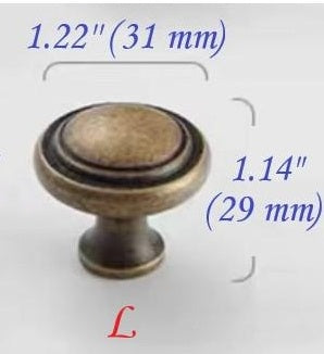 Classic Antique Bronze Cabinet Knob, Solid Brass, Retro Vintage Victorian Rustic Kitchen Hardware